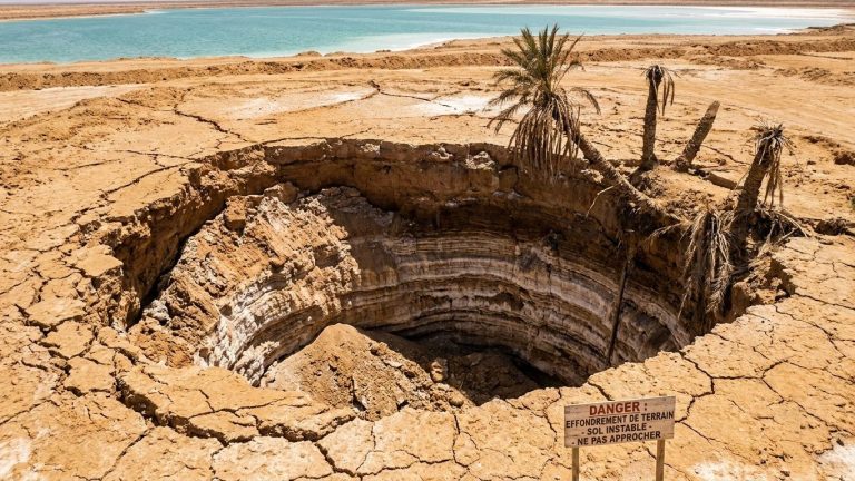 Dead Sea Losing 1 Meter a Year as 6,000 Craters Swallow Roads and Palm Groves