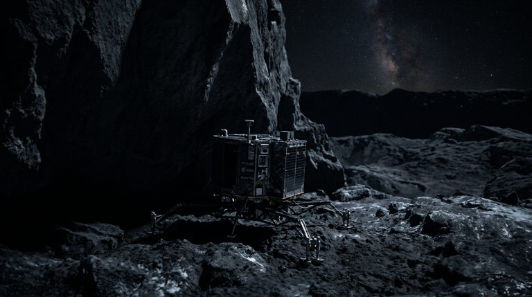 Twice Bounced on a 2014 Comet: A Washing-Machine-Sized Lander Stuck Where No One Has Reached It Since