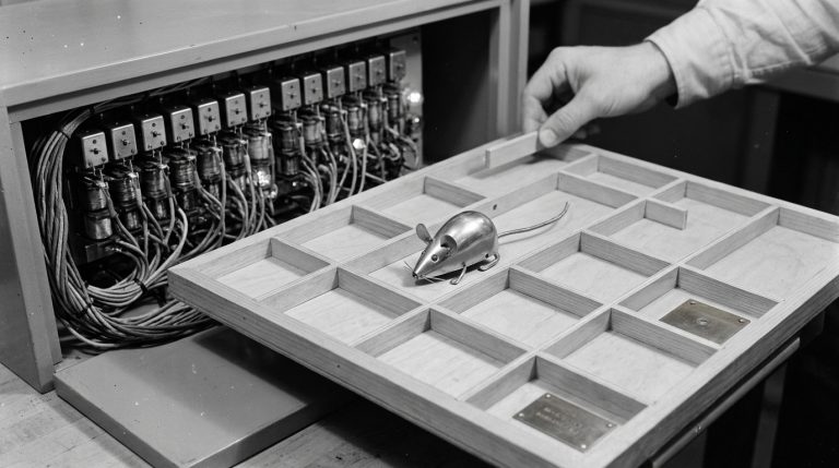 Claude Shannon’s 1950 Wooden Mouse in a 25-Square Maze: Teaching a Machine to Remember Its Path Before Industry Could Lay Claim to It