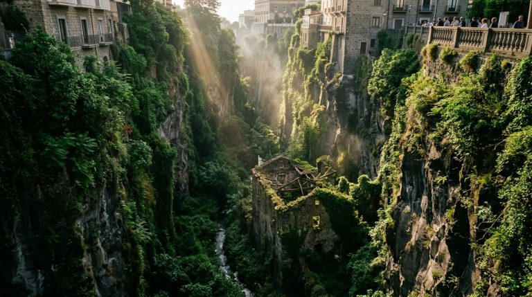 Hidden Chasm Behind Piazza Tasso: What Lies Under the Ivy for a Century