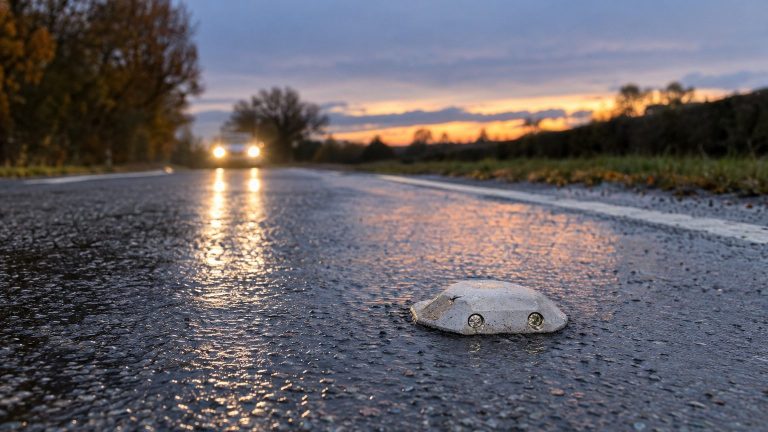 Glow-in-the-Dark Posts in the Middle of the Road Dating from 1934: What Cleans Them After Every Rain Isn’t a Roadworker or the Rain